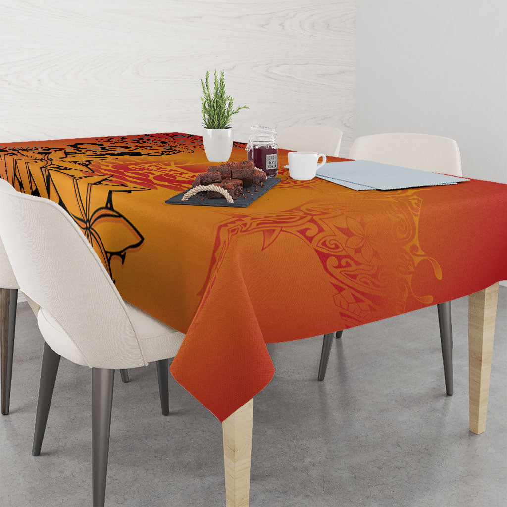 French Polynesia Manta Ray Tattoo Tablecloth Tahiti Hahalua Tiare Maori Gradient Style LT14 - Polynesian Pride