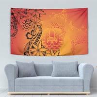 French Polynesia Manta Ray Tattoo Tapestry Tahiti Hahalua Tiare Maori Gradient Style