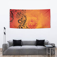 French Polynesia Manta Ray Tattoo Tapestry Tahiti Hahalua Tiare Maori Gradient Style