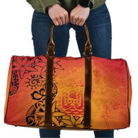French Polynesia Manta Ray Tattoo Travel Bag Tahiti Hahalua Tiare Maori Gradient Style