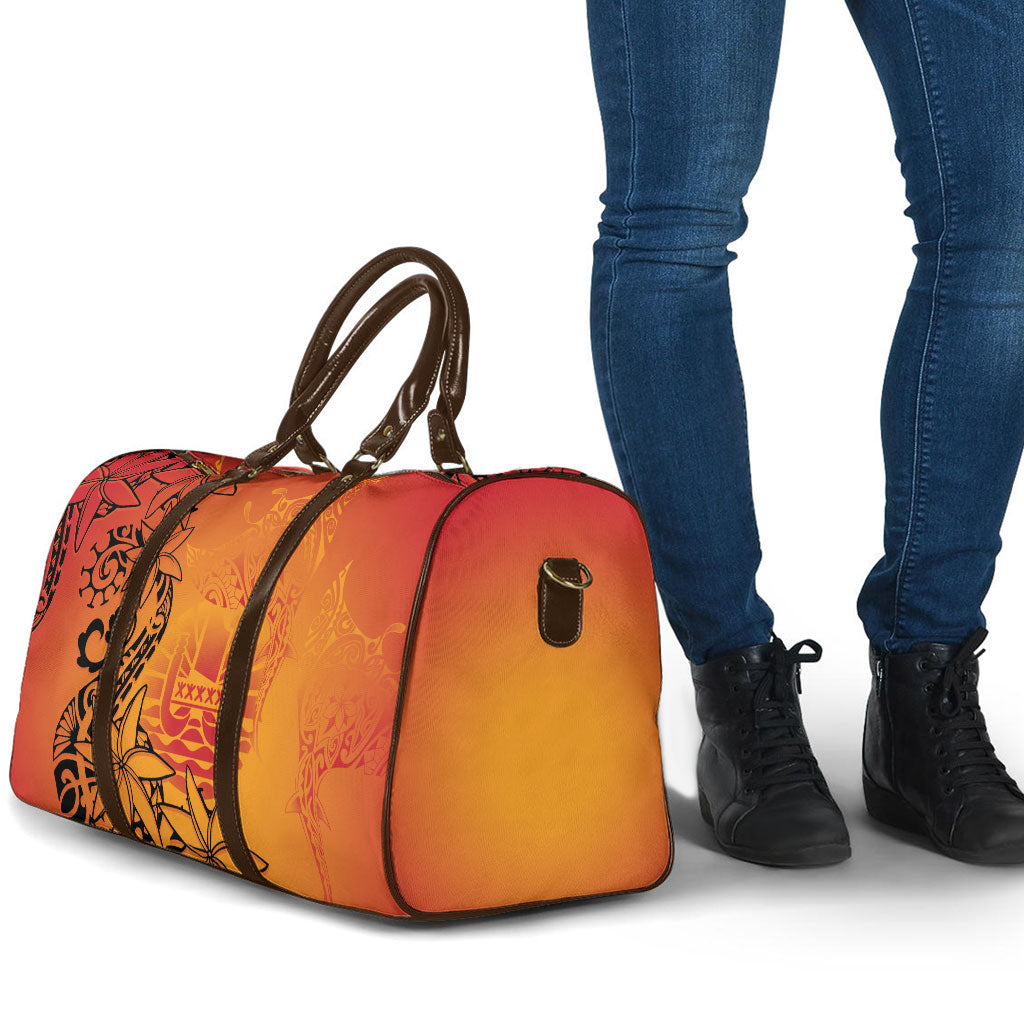 French Polynesia Manta Ray Tattoo Travel Bag Tahiti Hahalua Tiare Maori Gradient Style