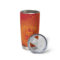French Polynesia Manta Ray Tattoo Tumbler Cup Tahiti Hahalua Tiare Maori Gradient Style