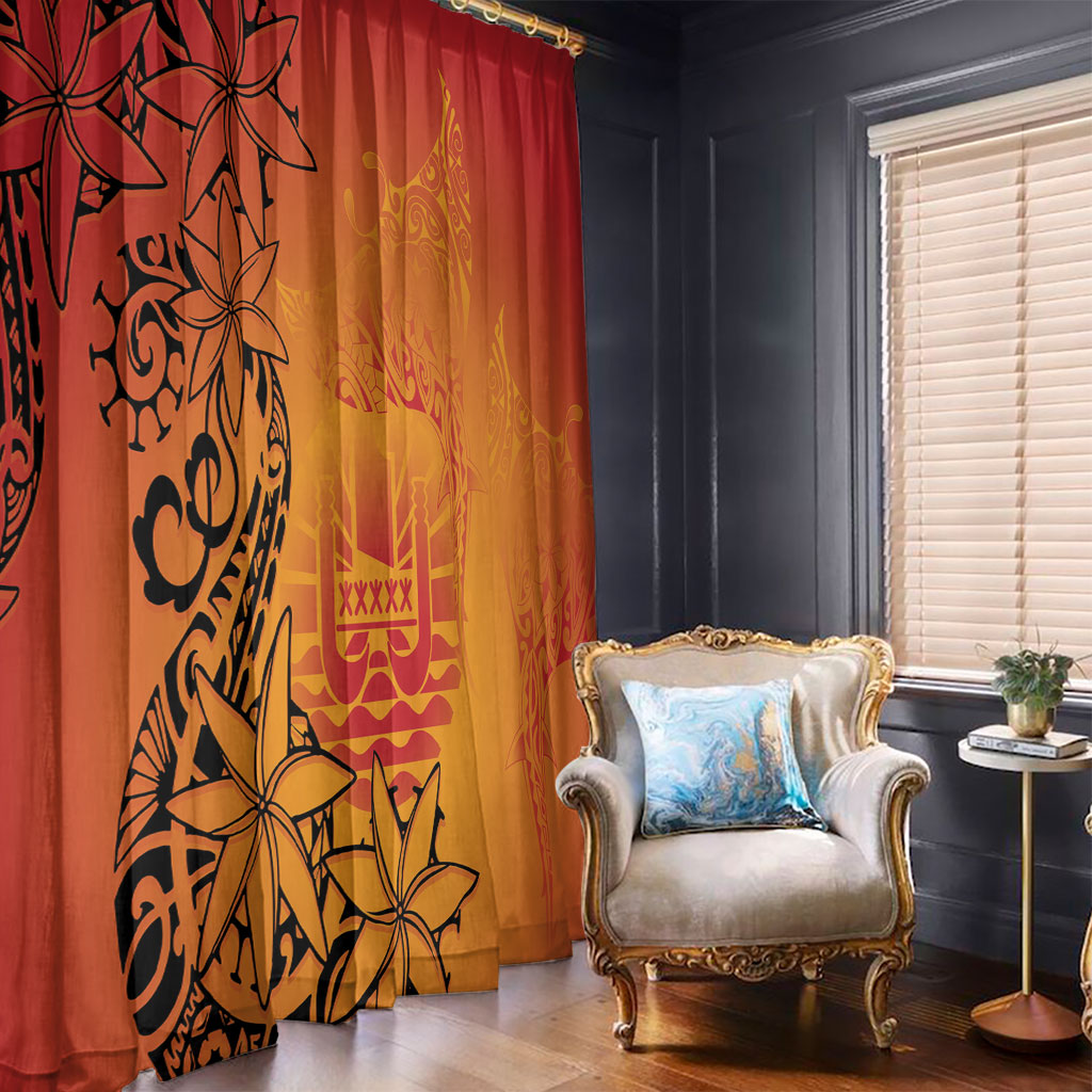 French Polynesia Manta Ray Tattoo Window Curtain Tahiti Hahalua Tiare Maori Gradient Style LT14 - Polynesian Pride