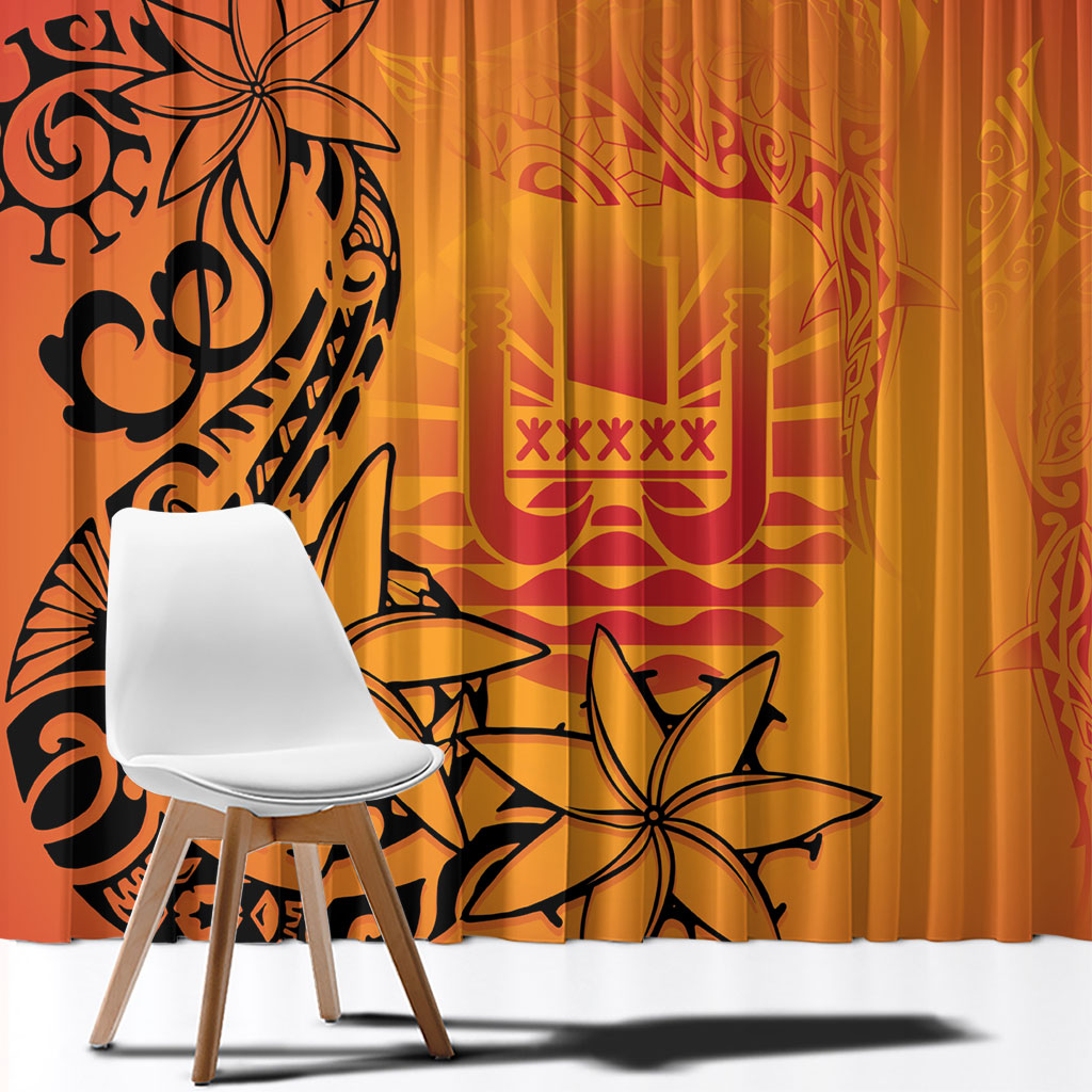 French Polynesia Manta Ray Tattoo Window Curtain Tahiti Hahalua Tiare Maori Gradient Style LT14 - Polynesian Pride