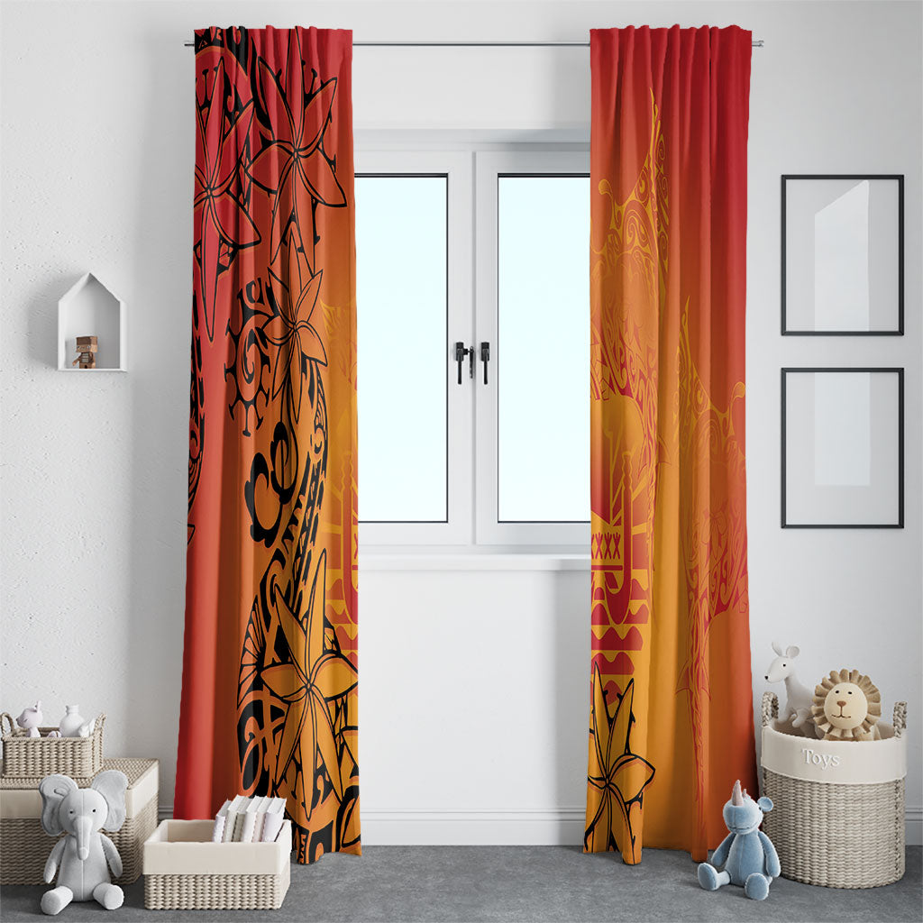 French Polynesia Manta Ray Tattoo Window Curtain Tahiti Hahalua Tiare Maori Gradient Style LT14 - Polynesian Pride