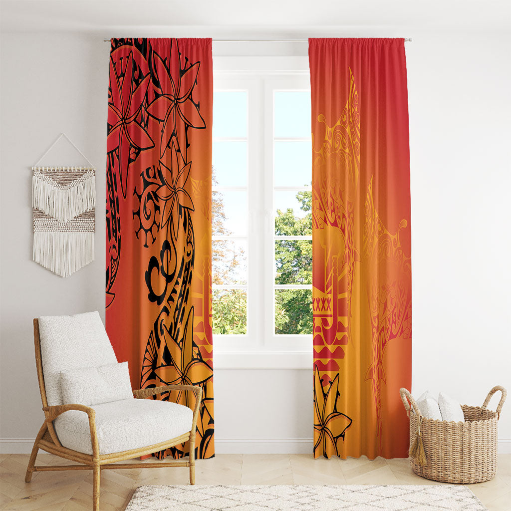 French Polynesia Manta Ray Tattoo Window Curtain Tahiti Hahalua Tiare Maori Gradient Style LT14 - Polynesian Pride