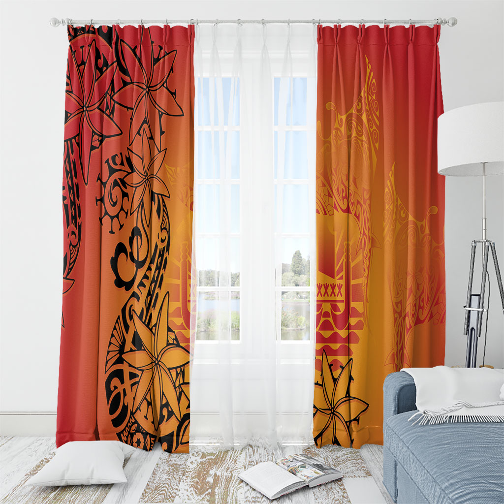 French Polynesia Manta Ray Tattoo Window Curtain Tahiti Hahalua Tiare Maori Gradient Style LT14 - Polynesian Pride