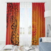 French Polynesia Manta Ray Tattoo Window Curtain Tahiti Hahalua Tiare Maori Gradient Style LT14 - Polynesian Pride