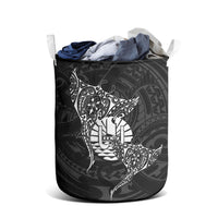 French Polynesia Manta Ray Tattoo Laundry Basket Tahiti Hahalua Turtle Shark Black Color LT14 - Polynesian Pride