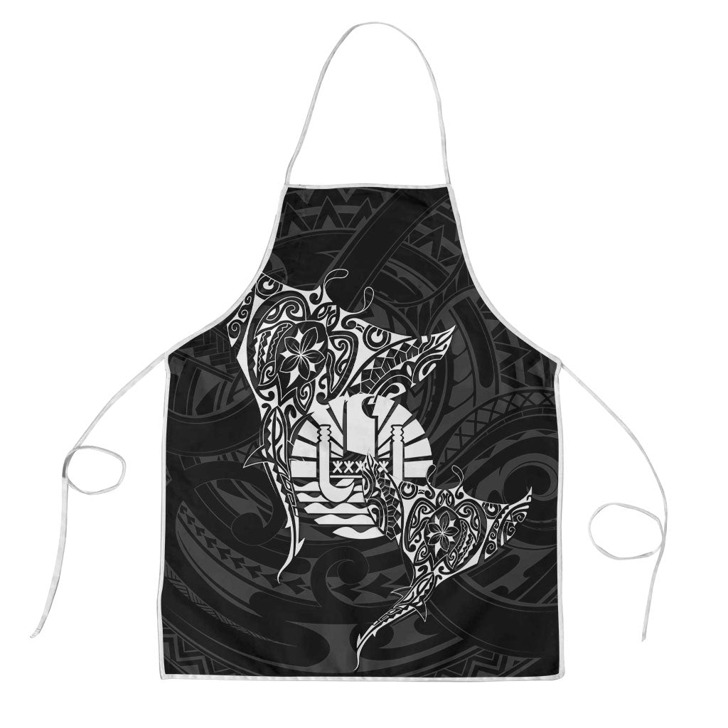 French Polynesia Manta Ray Tattoo Apron Tahiti Hahalua Turtle Shark Black Color