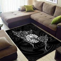 French Polynesia Manta Ray Tattoo Area Rug Tahiti Hahalua Turtle Shark Black Color LT14 - Polynesian Pride