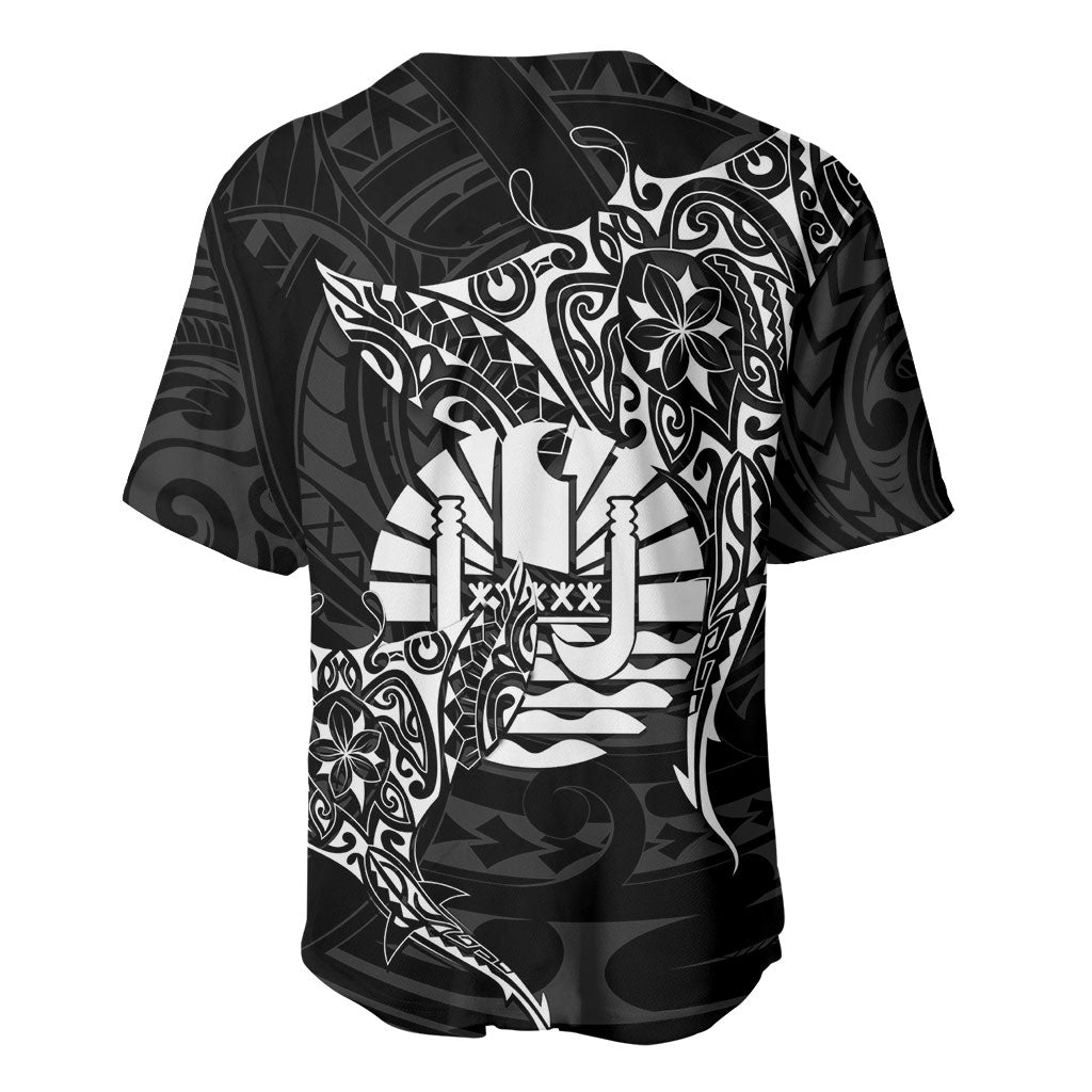 French Polynesia Manta Ray Tattoo Baseball Jersey Tahiti Hahalua Turtle Shark Black Color