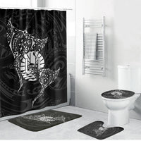 French Polynesia Manta Ray Tattoo Bathroom Set Tahiti Hahalua Turtle Shark Black Color LT14 Bathroom Set (4 pcs) Black - Polynesian Pride