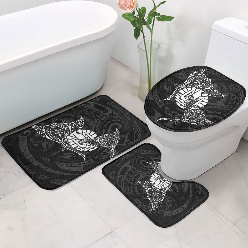 French Polynesia Manta Ray Tattoo Bathroom Set Tahiti Hahalua Turtle Shark Black Color LT14 - Polynesian Pride