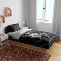 French Polynesia Manta Ray Tattoo Bedding Set Tahiti Hahalua Turtle Shark Black Color