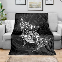French Polynesia Manta Ray Tattoo Blanket Tahiti Hahalua Turtle Shark Black Color LT14 - Polynesian Pride