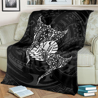 French Polynesia Manta Ray Tattoo Blanket Tahiti Hahalua Turtle Shark Black Color LT14 - Polynesian Pride