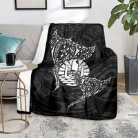 French Polynesia Manta Ray Tattoo Blanket Tahiti Hahalua Turtle Shark Black Color LT14 - Polynesian Pride