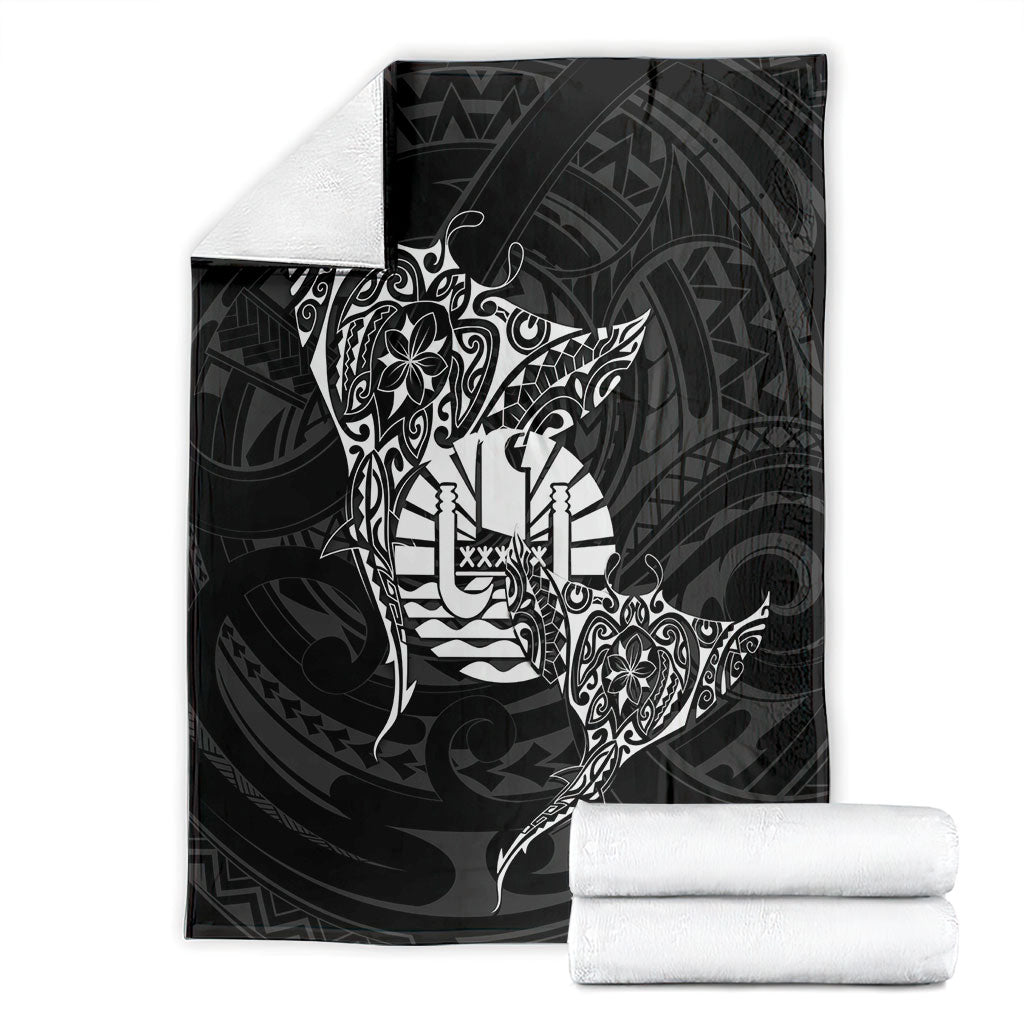 French Polynesia Manta Ray Tattoo Blanket Tahiti Hahalua Turtle Shark Black Color LT14 - Polynesian Pride