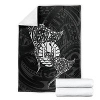 French Polynesia Manta Ray Tattoo Blanket Tahiti Hahalua Turtle Shark Black Color LT14 - Polynesian Pride