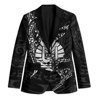 French Polynesia Manta Ray Tattoo Blazer Tahiti Hahalua Turtle Shark Black Color LT14 Unisex Black - Polynesian Pride