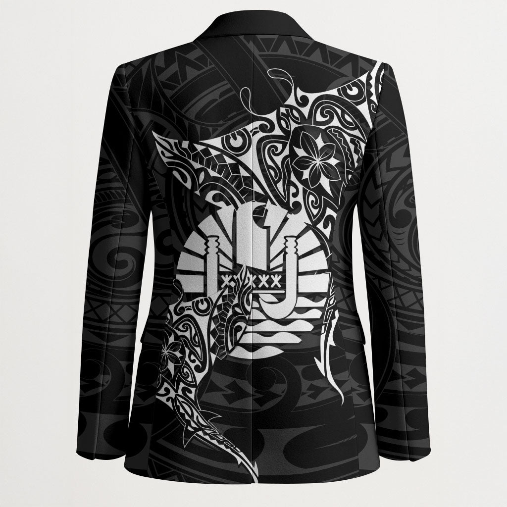 French Polynesia Manta Ray Tattoo Blazer Tahiti Hahalua Turtle Shark Black Color LT14 - Polynesian Pride