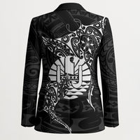 French Polynesia Manta Ray Tattoo Blazer Tahiti Hahalua Turtle Shark Black Color LT14 - Polynesian Pride