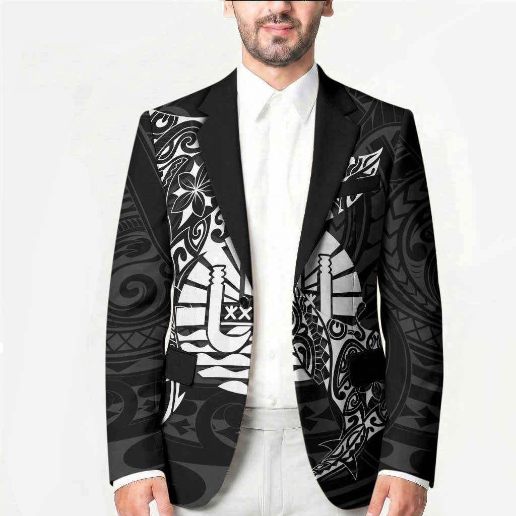 French Polynesia Manta Ray Tattoo Blazer Tahiti Hahalua Turtle Shark Black Color LT14 - Polynesian Pride