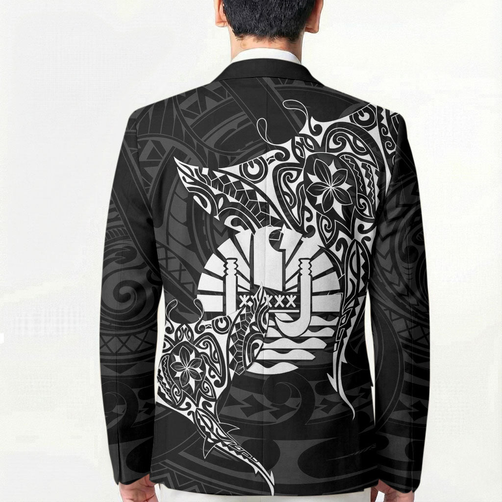 French Polynesia Manta Ray Tattoo Blazer Tahiti Hahalua Turtle Shark Black Color LT14 - Polynesian Pride
