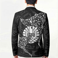 French Polynesia Manta Ray Tattoo Blazer Tahiti Hahalua Turtle Shark Black Color LT14 - Polynesian Pride