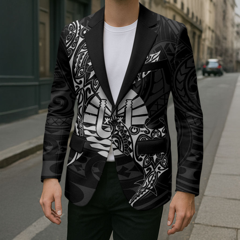 French Polynesia Manta Ray Tattoo Blazer Tahiti Hahalua Turtle Shark Black Color LT14 - Polynesian Pride