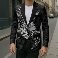 French Polynesia Manta Ray Tattoo Blazer Tahiti Hahalua Turtle Shark Black Color LT14 - Polynesian Pride