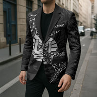 French Polynesia Manta Ray Tattoo Blazer Tahiti Hahalua Turtle Shark Black Color LT14 - Polynesian Pride