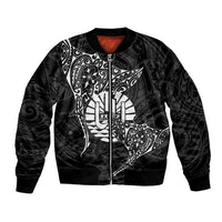French Polynesia Manta Ray Tattoo Bomber Jacket Tahiti Hahalua Turtle Shark Black Color LT14 Unisex Black - Polynesian Pride