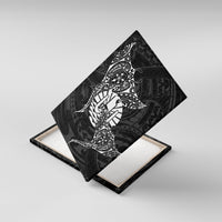French Polynesia Manta Ray Tattoo Canvas Wall Art Tahiti Hahalua Turtle Shark Black Color LT14 With Frame Black - Polynesian Pride