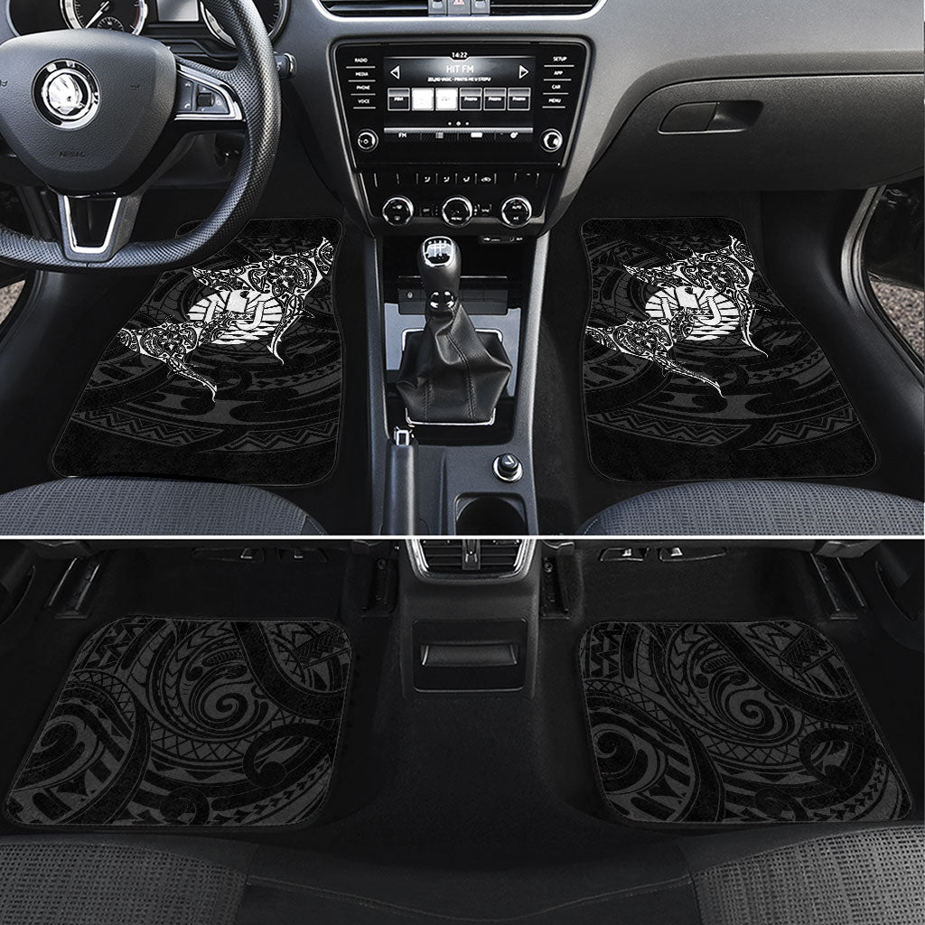 French Polynesia Manta Ray Tattoo Car Mats Tahiti Hahalua Turtle Shark Black Color LT14 Set 4pcs Black - Polynesian Pride