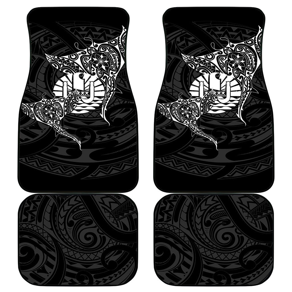 French Polynesia Manta Ray Tattoo Car Mats Tahiti Hahalua Turtle Shark Black Color LT14 - Polynesian Pride