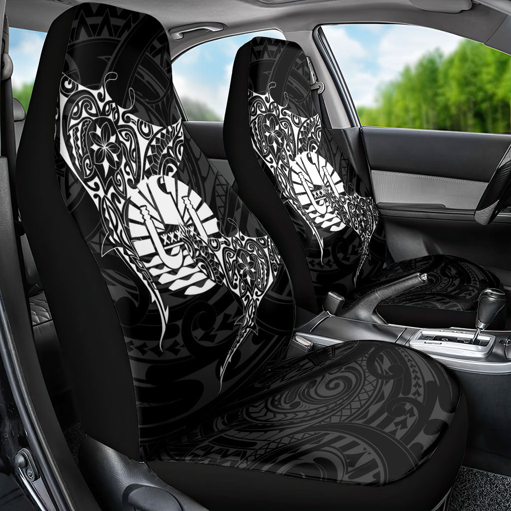 French Polynesia Manta Ray Tattoo Car Seat Cover Tahiti Hahalua Turtle Shark Black Color LT14 - Polynesian Pride
