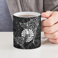 French Polynesia Manta Ray Tattoo Ceramic Mug Tahiti Hahalua Turtle Shark Black Color LT14 - Polynesian Pride