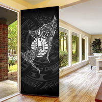 French Polynesia Manta Ray Tattoo Door Cover Tahiti Hahalua Turtle Shark Black Color LT14 - Polynesian Pride