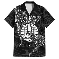 French Polynesia Manta Ray Tattoo Family Matching Mermaid Dress and Hawaiian Shirt Tahiti Hahalua Turtle Shark Black Color