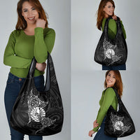 French Polynesia Manta Ray Tattoo Grocery Bag Tahiti Hahalua Turtle Shark Black Color LT14 - Polynesian Pride