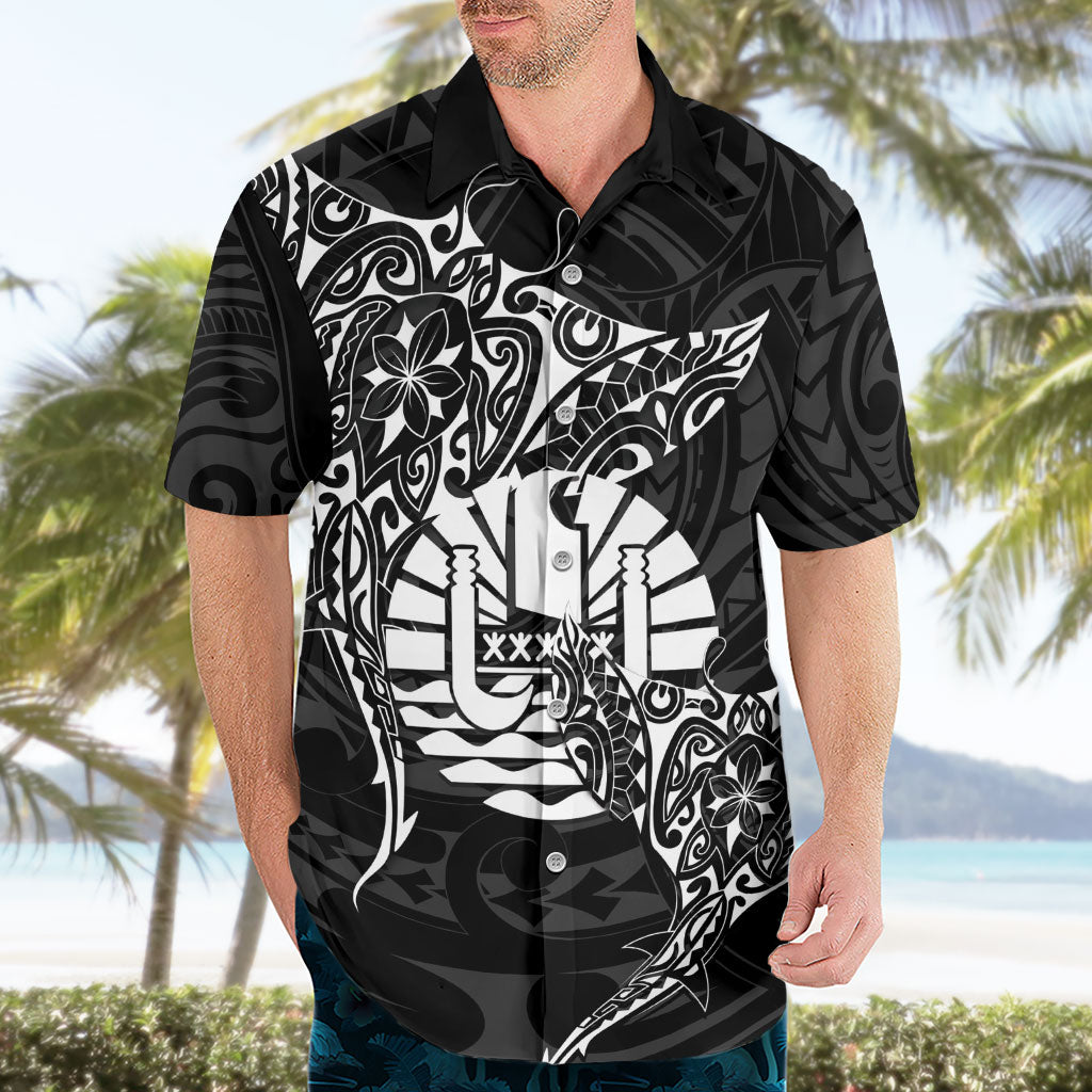 French Polynesia Manta Ray Tattoo Hawaiian Shirt Tahiti Hahalua Turtle Shark Black Color LT14 - Polynesian Pride