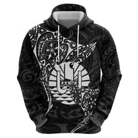 French Polynesia Manta Ray Tattoo Hoodie Tahiti Hahalua Turtle Shark Black Color