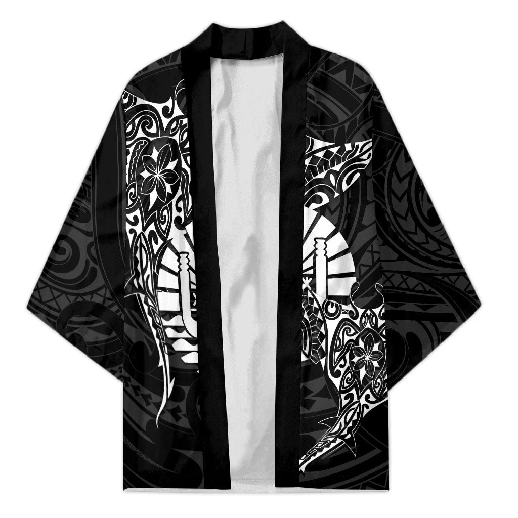 French Polynesia Manta Ray Tattoo Kimono Tahiti Hahalua Turtle Shark Black Color LT14 Unisex Black - Polynesian Pride