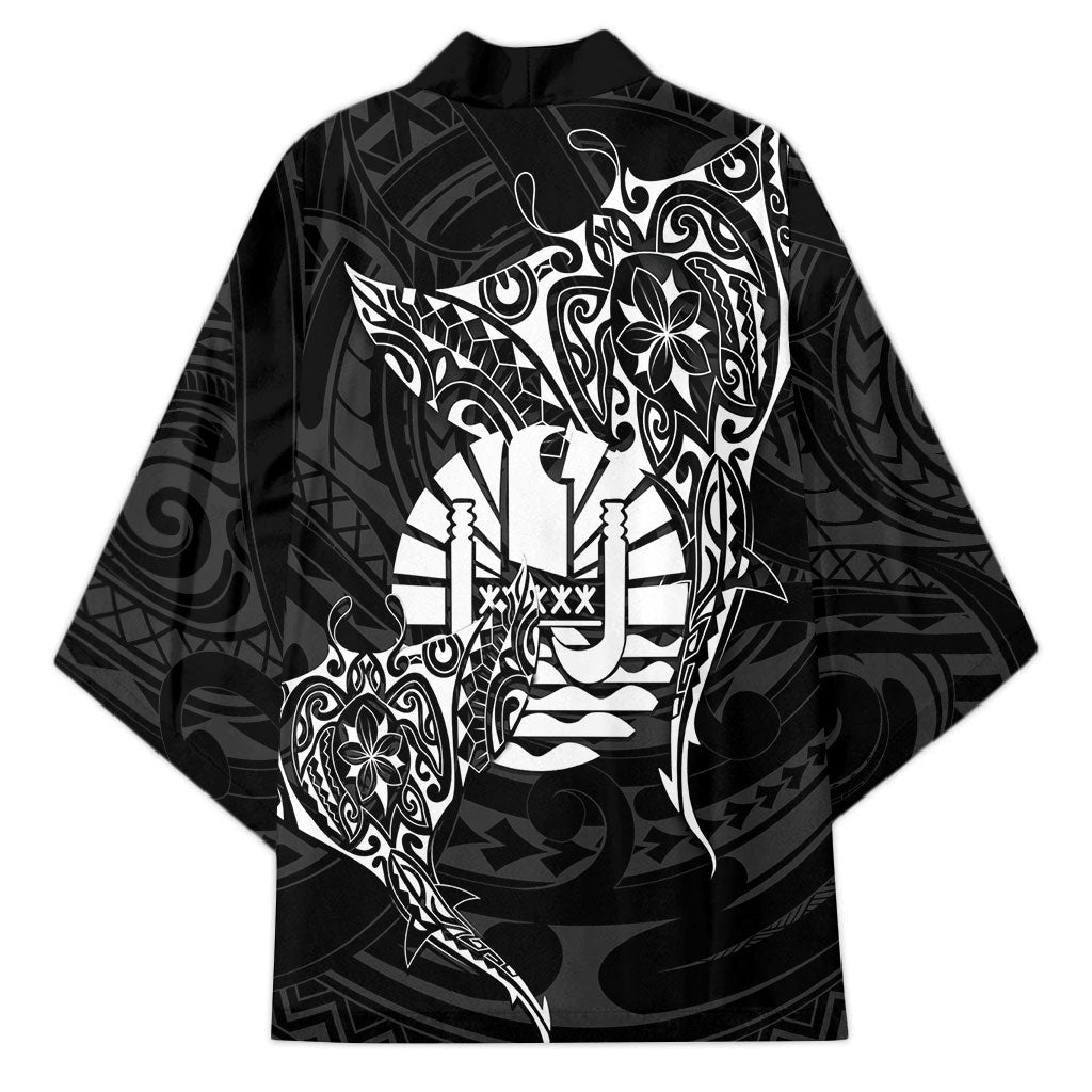 French Polynesia Manta Ray Tattoo Kimono Tahiti Hahalua Turtle Shark Black Color LT14 - Polynesian Pride