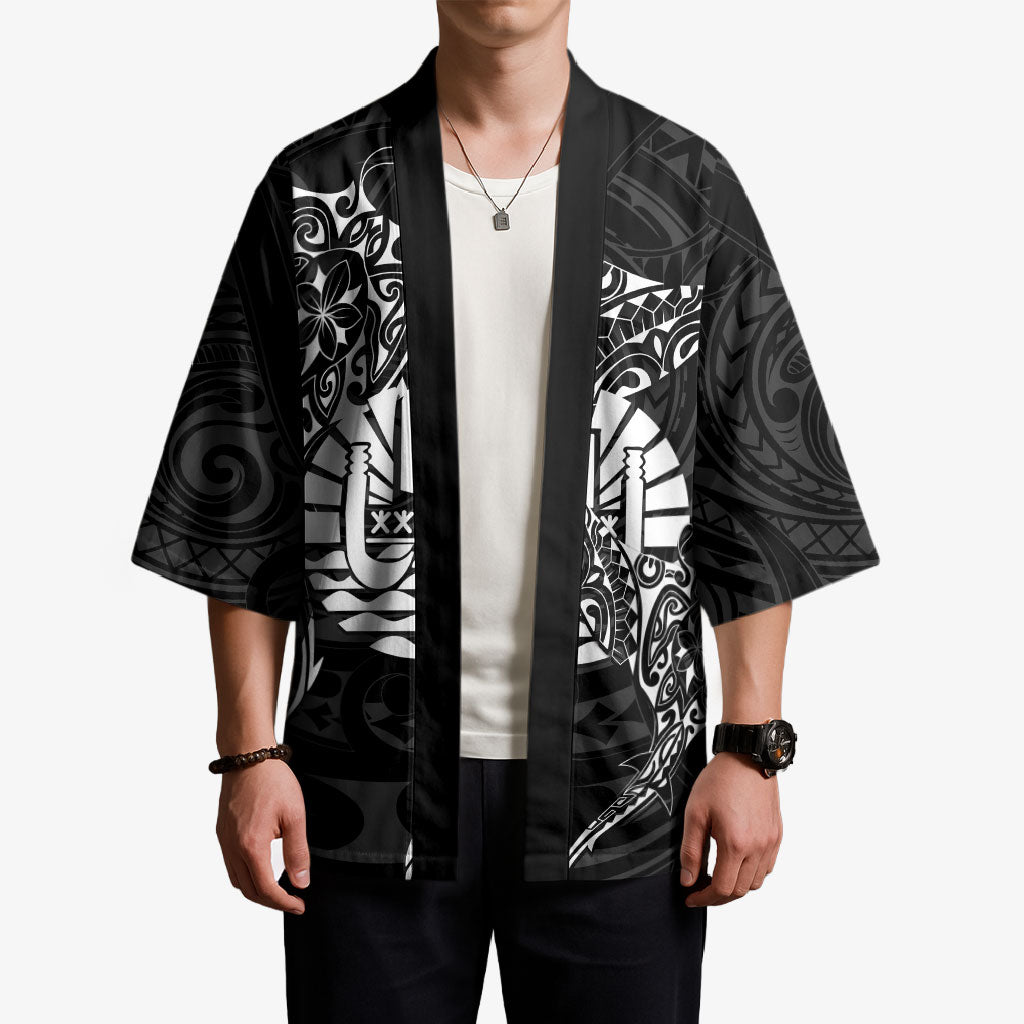 French Polynesia Manta Ray Tattoo Kimono Tahiti Hahalua Turtle Shark Black Color LT14 - Polynesian Pride