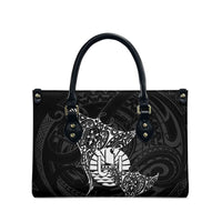 French Polynesia Manta Ray Tattoo Leather Bag Tahiti Hahalua Turtle Shark Black Color LT14 - Polynesian Pride