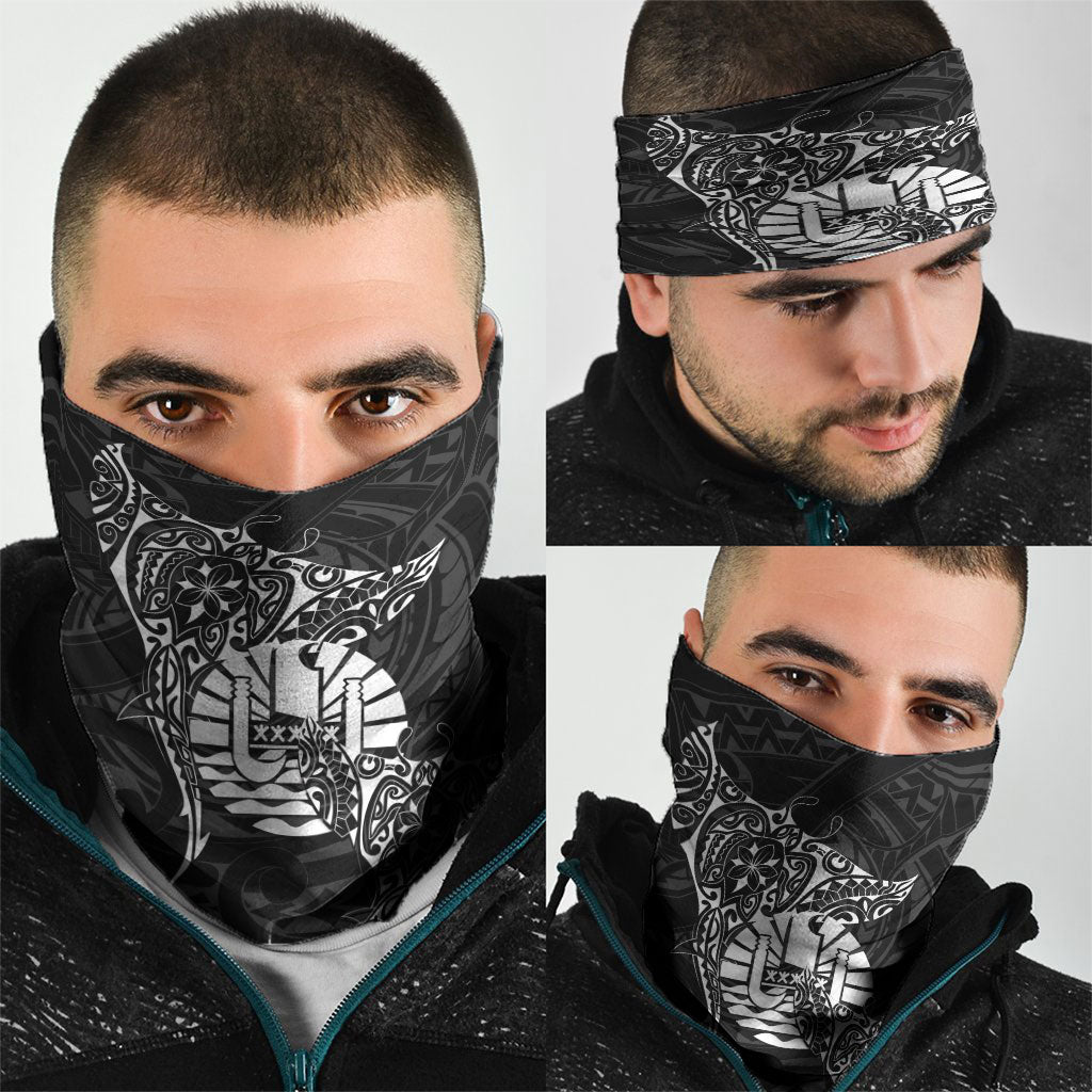 French Polynesia Manta Ray Tattoo Neck Gaiter Tahiti Hahalua Turtle Shark Black Color LT14 - Polynesian Pride