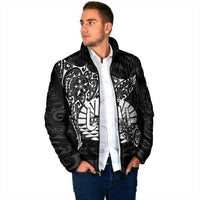 French Polynesia Manta Ray Tattoo Padded Jacket Tahiti Hahalua Turtle Shark Black Color